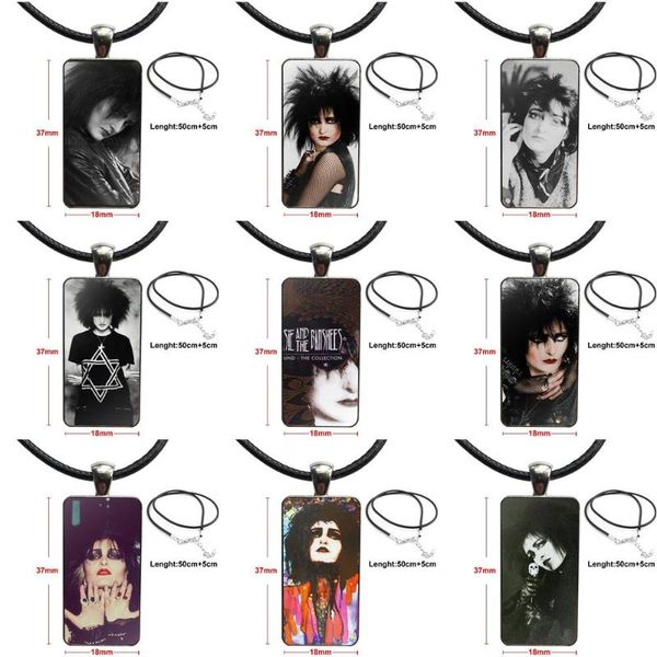 

for women wedding gift siouxsie sioux the banshees protective design fashion vintage glass women rectangle necklace pendants, Silver