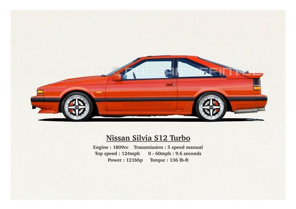 

nissan silvia s12 turbo печать. classic. ретро. limited edition (40