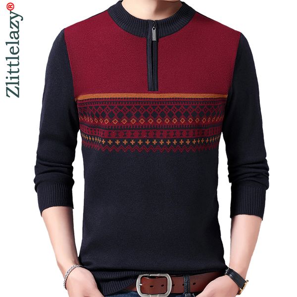 

2020 casual thick warm winter zipper knitted pull sweater men wear jersey dress pullover knit mens sweaters male fashions 02197, White;black
