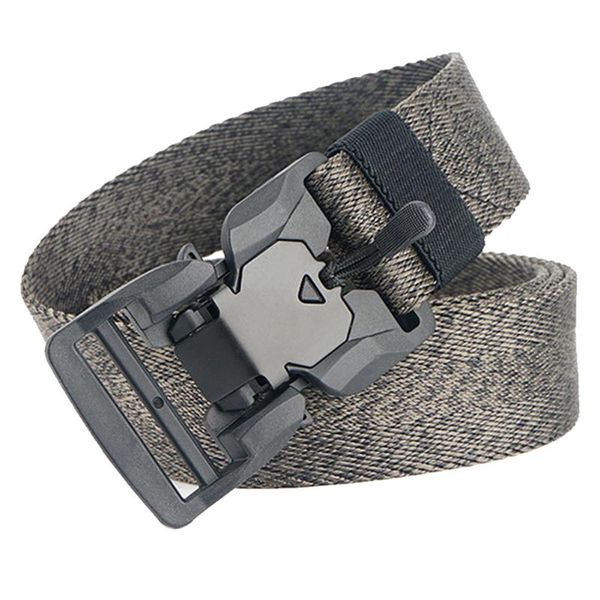 

hunting nylon waistband outdoor sports durable web easy unlock strap magnetic buckle training men tactical belt adjustable, Black;gray