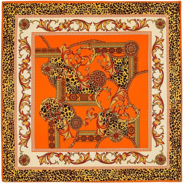 

100см высокое качество twill silk женщины квадрат роскошный леопардовый цветок печать шелковый шарф самбровая шал follard женская мусульманс, Black