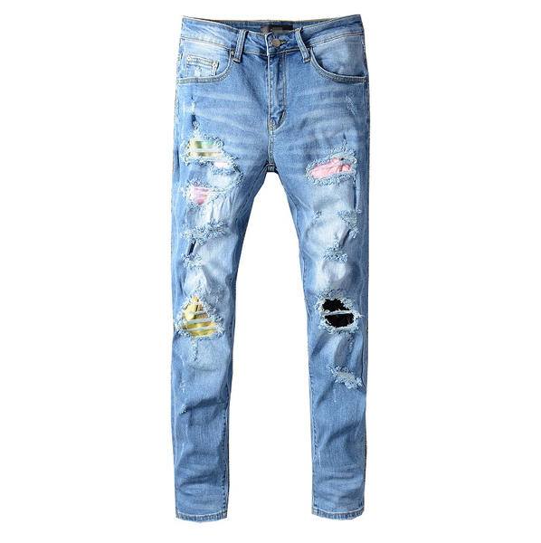 

2020 men distressed ripped skinny jeans fashion mens jean slim motorcycle moto biker causal mens denim pants hip hop men jeans 2092402q, Blue