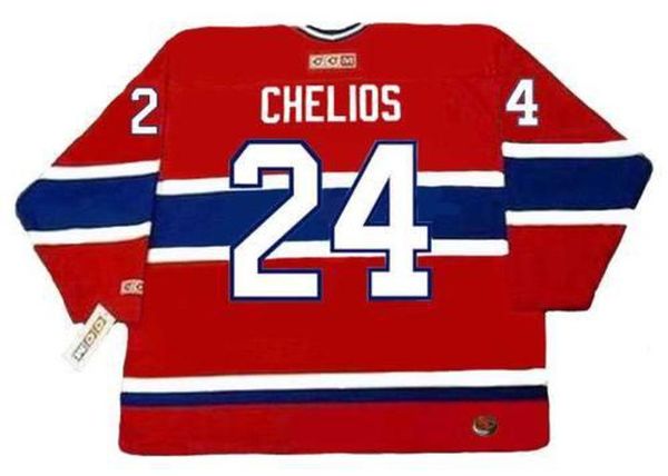 

2018 men women youth chris chelios montreal canadiens 1990 away hockey jersey all stitched quality any name any number goalie cut, Black;red