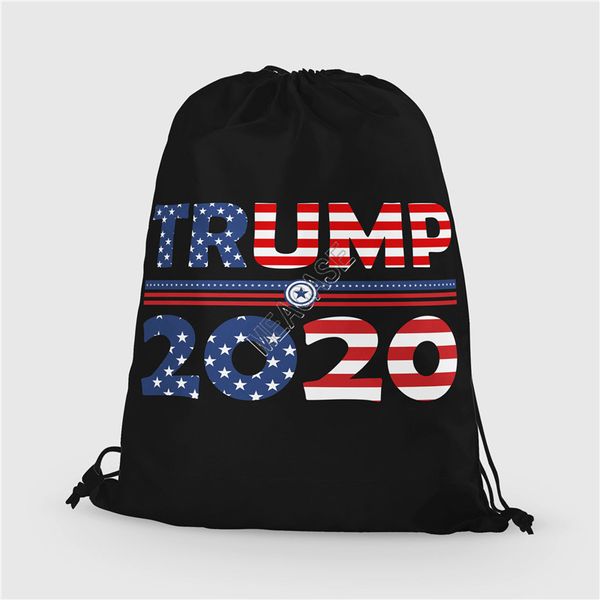 

дональд трамп 2020 drawstring сумки дети рюкзак плечо сумка хранение totes больших кошельки кошельки мода печать спорт пакеты сумка d91704, Black