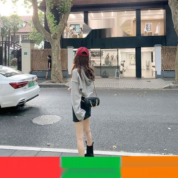 

momoshero sweater sweatershorts sweaterwomen's 2020 autumn new cold-tuned coolum short loose hooded all-match momoshero sweater sweater, Black