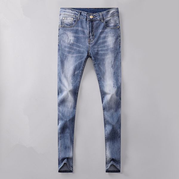 

горячий новый продукт mens дизайн омывается вскользь продажа брюки горячие cowboy известные марки молнии тонкий тощие джинсы хип-хоп denim, Blue