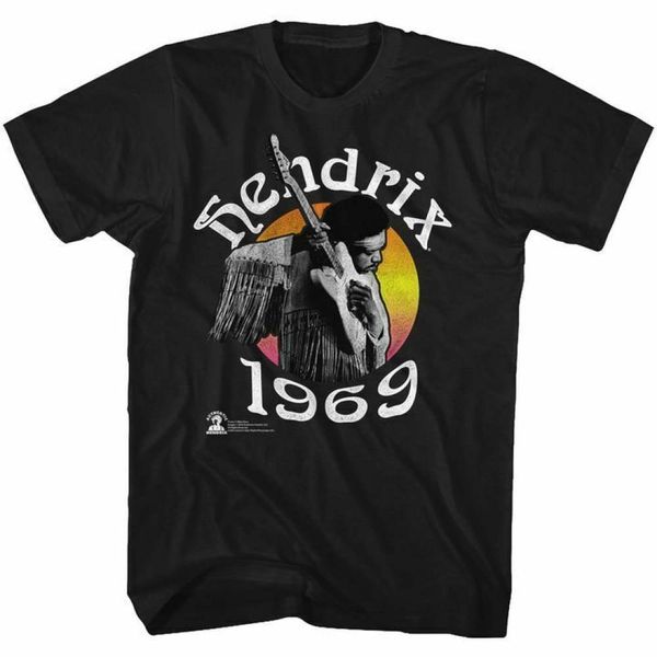 

Jimi Hendrix mens short sleeve t shirt black Hendrix 69 crewneck graphic tee