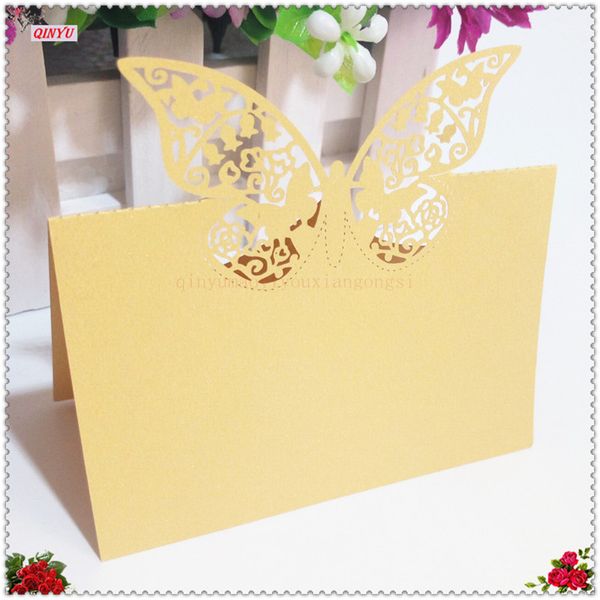 

greeting cards 50/100pcs laser cut wedding invitation card decorations party supplies pearlscent paper hollow out butterfly 9*12cm 6z