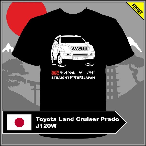 

japan car t-shirt toyo land cruiser prado j120w off road 4*4 tees 100 % cotton for men design harajuku funny tee shirts