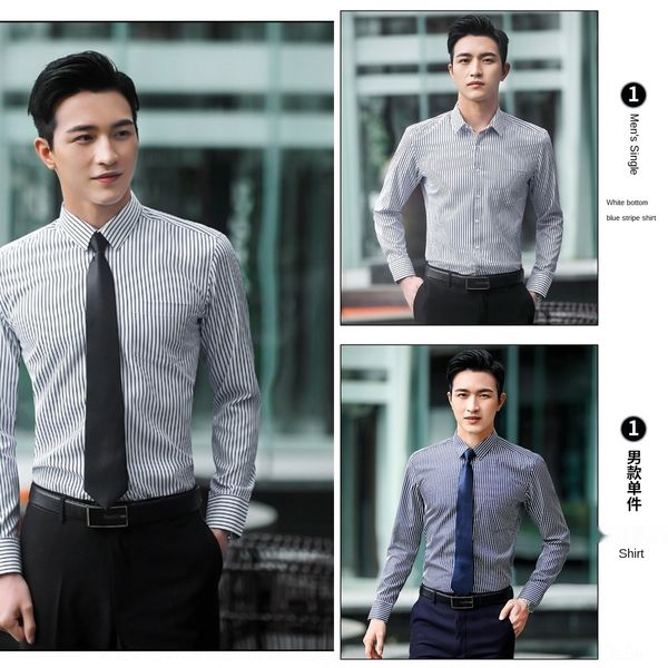 

new embroidered vertical stripe shirt men's korean style long sleeve casual trend blue fine stripe shirt embroidery lgsat