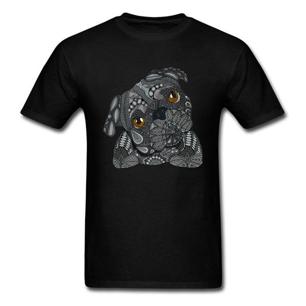 

black pug t-shirts chic men t shirt geometric art designer clothing cotton tshirt bulldog printed on students