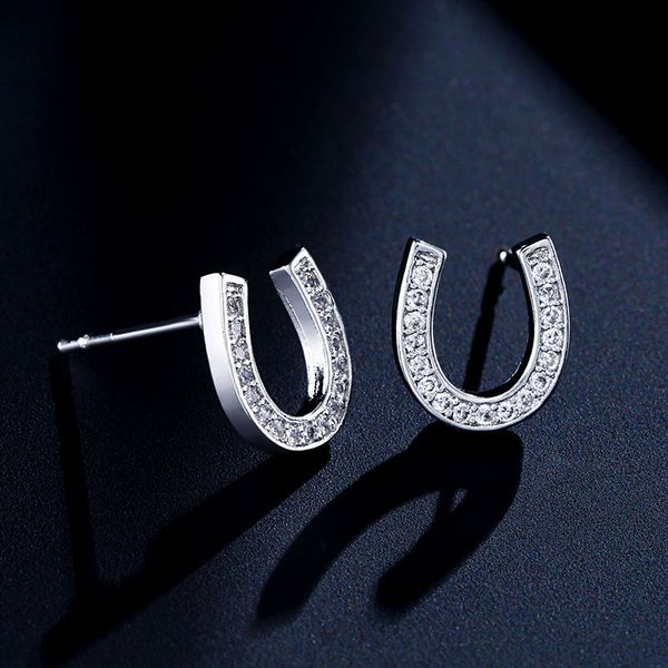 

stud uilz simple u-shaped design cubic zirconia earrings for women ladies party wedding dating accessory jewelry ue2273, Golden;silver