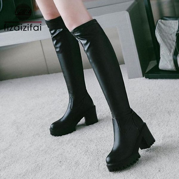 

coolcept размер 33-45 женщины колено высокие сапоги зима платформа keep warm fur boots мода daily офиса обувь женская обувь, Black