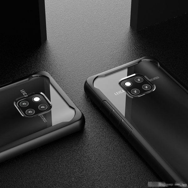 

anti scratch new custom shockproof crystal clear transparent pc back black cover case for huawei mate 20 pro