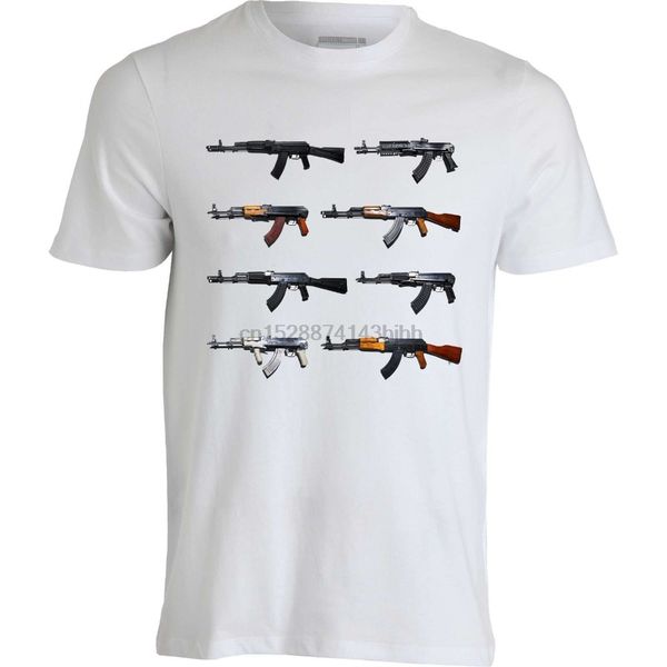 

2020 fashion 100% cotton slim fit russian vintage gun ak47 kalashnikov printed white cotton men t-shirt t shirt design