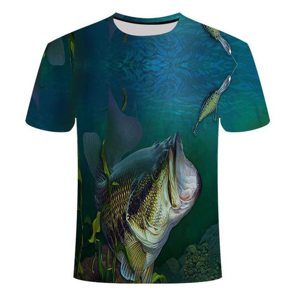 

summer the fish outdoor man 3d cool print fishing men short 0collar men fishing poissons 3d print shirts comics humor harajuku men clothing
