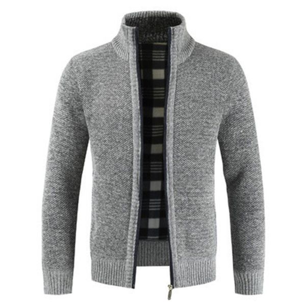 

2020 autumn winter new men's jacket slim fit stand collar zipper jacket men solid cotton thick warm men, Black;brown