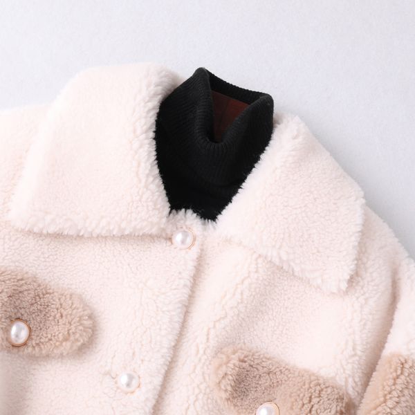 

2020 autumn and winter leisure loose brief paragraph sheep velvet coat ms fur coat, Black