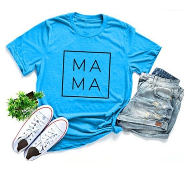 

tshirts designer female multicolor casual loose tshirts clothes mama letter frame ladies t-shirts fashion trend round neck short sleeve, White