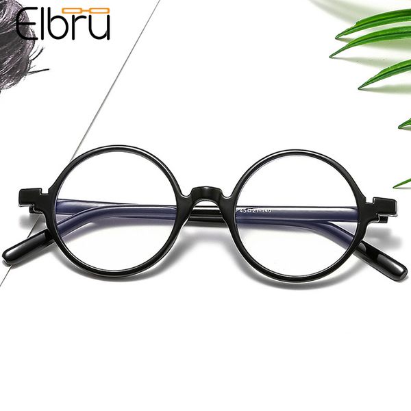 

fashion sunglasses frames elbru personalized round glasses frame ultralight anti-blue light clear lens eyeglasses classic plain spectacles f, Black