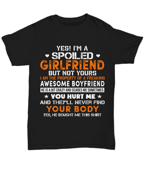 

i'm a spoiled girlfriend t-shirt from crazy boyfriend tee gift funny love