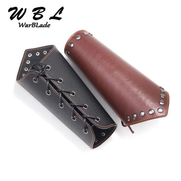 

warblade men faux leather arm warmers lace-up gauntlet wristband wide bracer protective arm armor cuff string steampunk cosplay, Golden;silver
