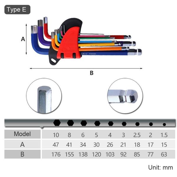 

9pcs ball-head screwdriver hex wrench set hexagon torx star l type spanner tools n0