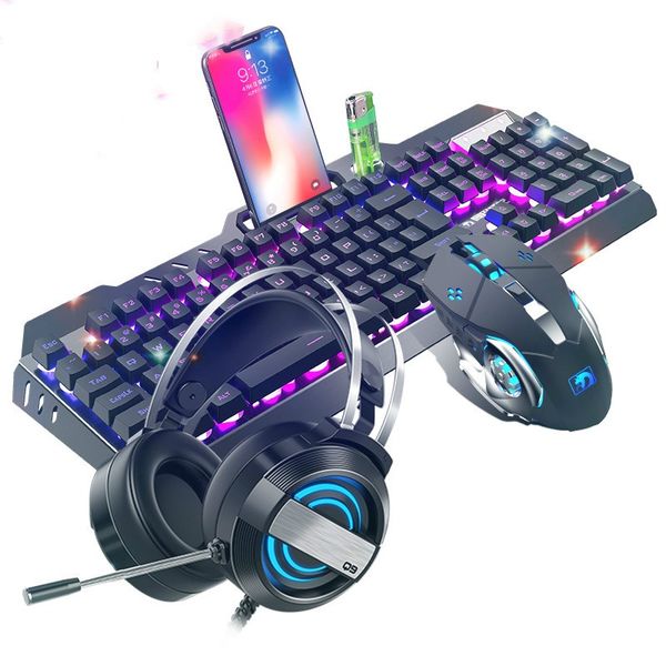 

mechanical keyboard and mouse headset three-piece suit deskcomputer notebook gaming peripherals home internet cafes e-sports