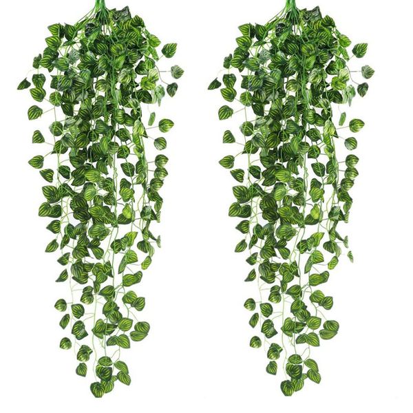 

botique-4pcs artificial ivy garland fake hanging vine plants faux foliage garland for wedding garden hanging basket decoration