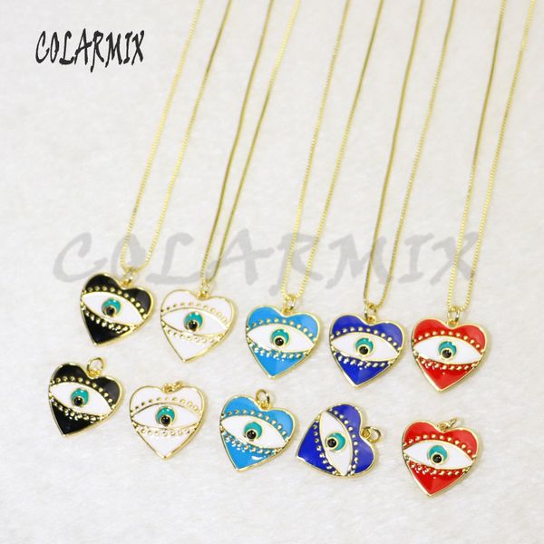 

10 strands heart pendants necklace enamel eye charm necklace crescent pendants small crescent accessories for women 5953, Silver