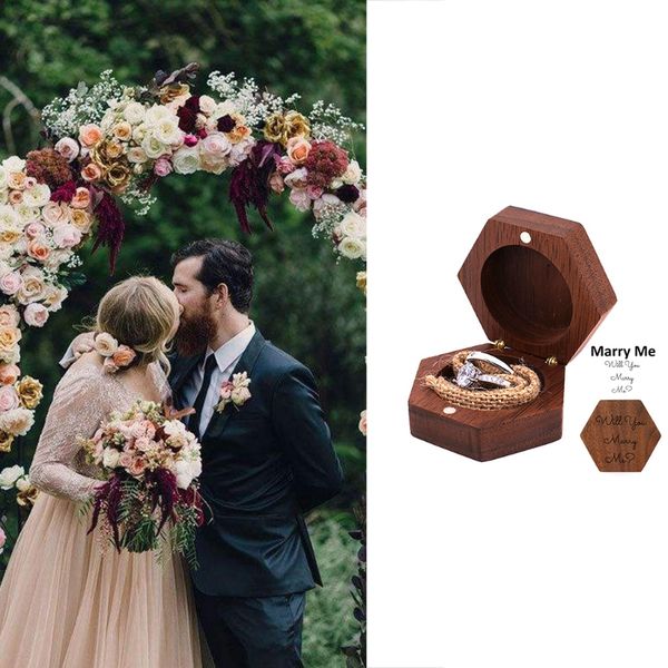 

wood ring bearer box wedding engagement ring holder box jewelry favor gift, Pink;blue