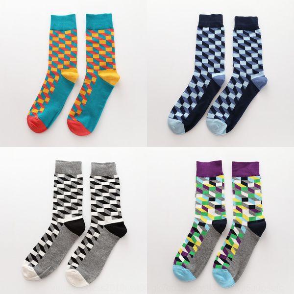 

fashion brand stockings stockings same style british style square plaid color matching cotton men's long socks socks r2vh5, Black