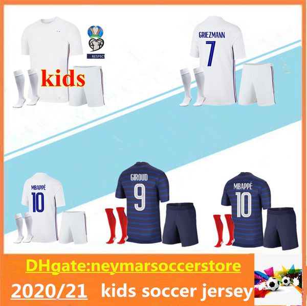 

2020 франция детские chandal maillot de oper francia enfant рубашки наборы 20 21 kante mbappe pogba французские футбольные майки, Black