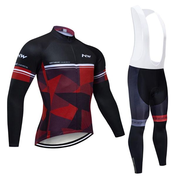 

2020 nw pro team long sleeve cycling jersey set bib pants ropa ciclismo bicycle clothing mtb bike jersey uniform men clothes, Black;blue