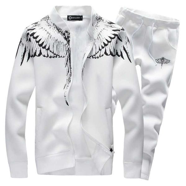 

autumn men hoodies set 2020 brand male casual solid pattern print sportswear zipper hooded jacket+sweatpants sets mens tracksuit, Gray