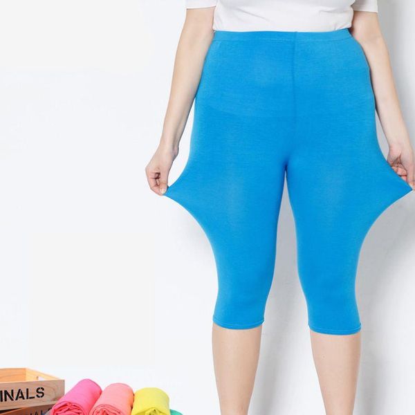 

2020 new arrival women leggings summer style modal fertilizer plus size 7xl big size candy color womens pants, Black