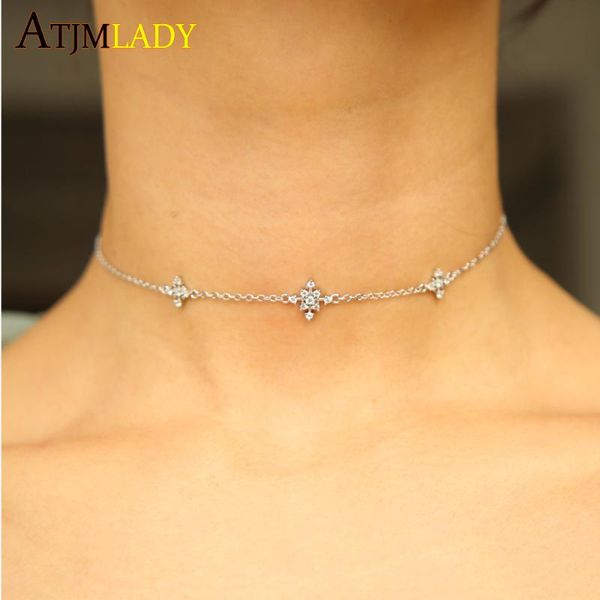 

2020 new gold color unique design dazzle snowflake charm silver color with cubic zirconia women fashion choker necklaces