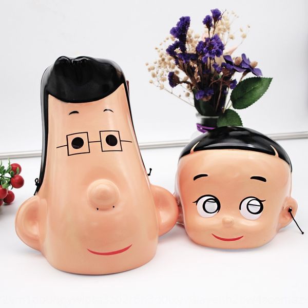 

2020 cartoon big mask big head son and small head father cartoon mask pvc qnbmb