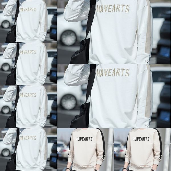 

men's sweater 2020 autumn new casual round neck stitching embroidered coatcoat men's trendy embroidered all-match coat cgvwd, Black