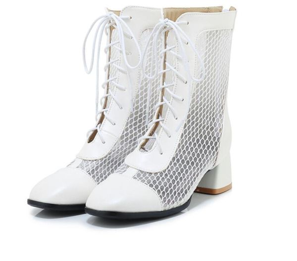 

inner heighten mesh martins thin summer breathable hollowed-out mesh boots thick sole elastic ankle boots new european and american holiday4, Black