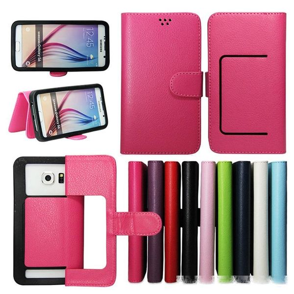 

universal litchi wallet pu flip leather case card slot for 3.5 to 6.0 inch cell phone iphone 11 pro max samsung note 10 nokia huawei xiaomi