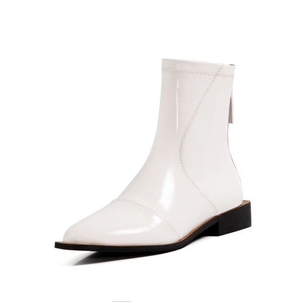 

women fashion ankle boots 2020 new style ladies pointed toe high heels back zipper patent leather autumn/winter booties lady, Black