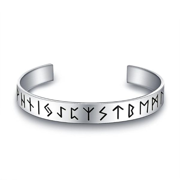 

norse viking futhark runes bracelet men scandinavian jewelry vikings pagan for women bangle, Black