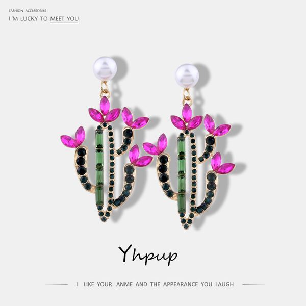 

yhpup new colorful crystal pearl dangle earrings for women party statement cute elegant trendy earrings jewelry brincos, Silver