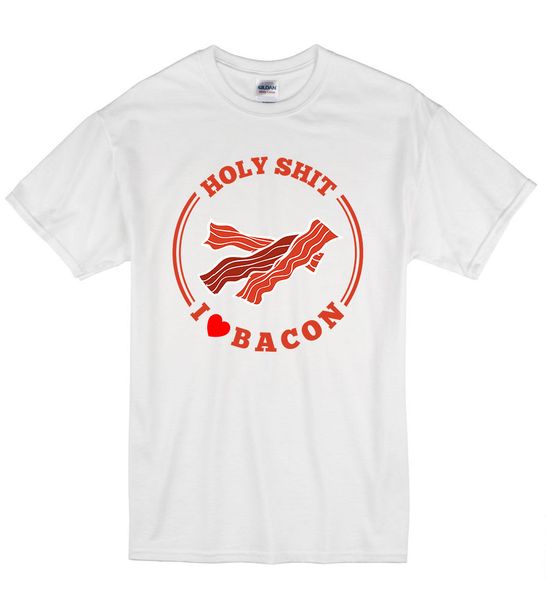 

2019 летняя мода повседневная мужчины o-образным вырезом футболка holy sh * t i love bacon смешные сердце юмор наступление футболка тенниска