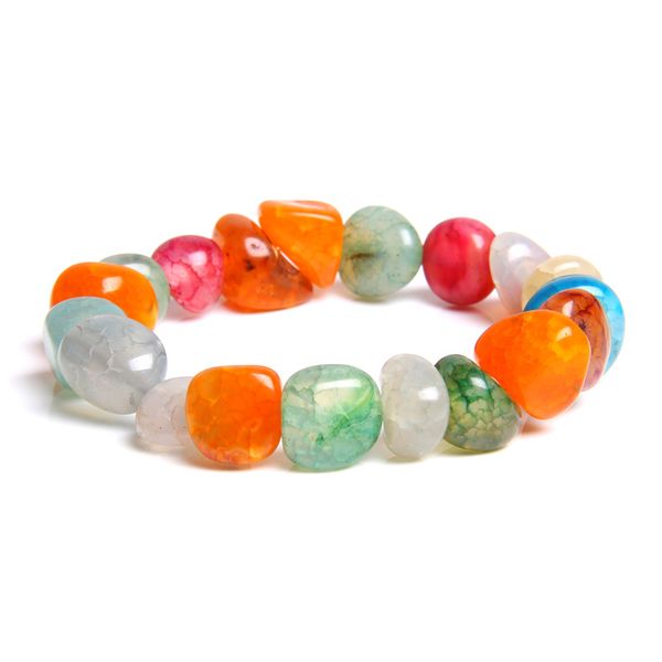 

handmade women boho bracelet colorful irregular natural stone agates beads bracelet bangles fashion yoga energy jewelry gifts, Black