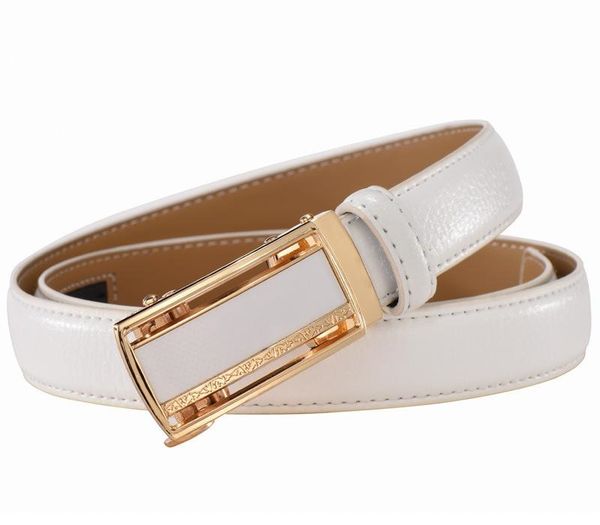 

2020 fashion genuine leather belts for women soild automatic buckle waist belt for jeans pants red white pasek damski niebieski y200501, Black;brown