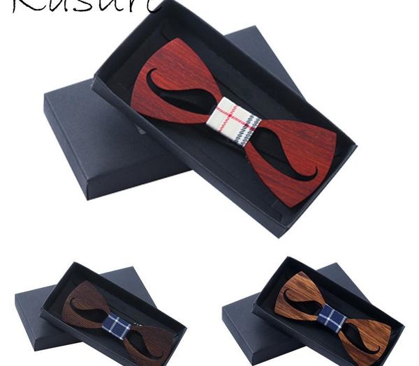 

kasure hollow out moustache wooden bow tie for men classical gift necktie party wedding casual use for gentleman, Black;gray