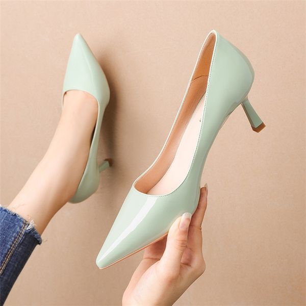 

2020 woman green beige 6cm high heels wedding bridal scarpins low thin heels office ladies stiletto pumps party dress shoes, Black