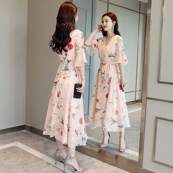 

chiffon women's summer mid-length 2020 new seaside beach holiday temperament bohemian chiffon women's summer mid-length 2020 new s, Black;gray